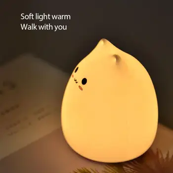 Animaciją Kačių Silikono Lempos Mielas Mažas Naktį Šviesos diodų (LED Spalva Keičiasi Šviesos Spalvinga Lempos Nešiojamų Miegamojo Lempa Namo Apšvietimas