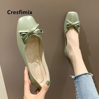 Cresfimix zapatos de mujer moterų mielas saldus žalios minkšti, plokšti batai ponios kietas geltonas office pavasarį & vasaros batai zapatos a9042