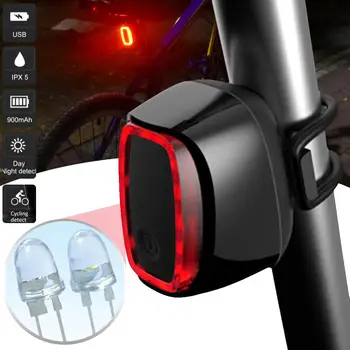 Dviračių Smart Auto Stabdžių Šviesos Jutimo USB Įkrovimo Uodegos Šviesos IPx6 Vandeniui LED Šviesa Dviračio Galinis Žibintas Priedai