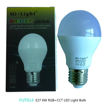 FUT014 AC85V-265V E27 Miboxer 6W RGB+BMT led lemputė lempos smart mobilųjį telefoną APP 