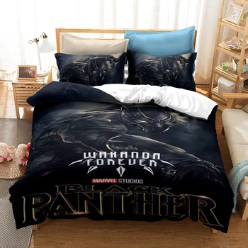 Marvel Keršytojas Black Panther 3D HD Spausdinti Antklode Padengti Nustatyti Vaikų Berniukų Kambarys Patalynės Antklodė Padengti Užvalkalas Minkštas Šalikas
