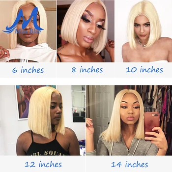 Missblue 13x1x6 Nėriniai Priekiniai Žmogaus Plaukų Perukai Už juodaodžių Moterų 613 Blond Trumpas Bob Skaidrus Nėriniai Perukai Brazilijos Plaukų Prieš Nupeštos