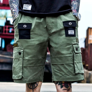 Naujas Vyrų Streetwear Krovinių Šortai Pants Mens Hip-Hop Atsitiktinis Multi-pocket Šortai Vyrų Prarasti laišką Šortai Vyras Karinės Trumpas Kelnes