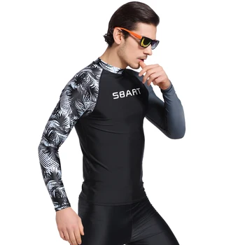 SBART 2017 ilgis rankovės apsaugos nuo saulės, Maudymosi kostiumai, vyriški striukė snorkeling, banglenčių, nardymo kostiumas vyrų maudymosi kostiumėlį padalinta medūzos wetsuit