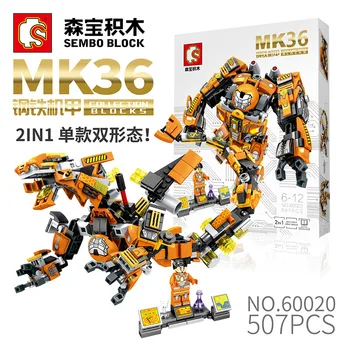 SEMBO Plieno Mech MK36 2 IN 1 Super Hero Serijos Blokai Duomenys Plytų Žaislai Vaikams dovanų