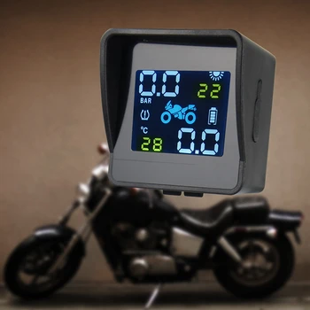 USB Saulės Baterija Motociklo PSSS Motorinių Padangų Slėgio Padangų Temperatūros Stebėjimo, Signalizacijos Sistema su 2 Išoriniai Jutikliai