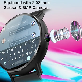 LEMFO LEM X 4G Smart Žiūrėti Android 7.1 Su GPS Sim Kortelės WIFI 2.03 Colio Ekranas 8MP Kamera, Širdies ritmo Smartwatch Vyrams, Moterims