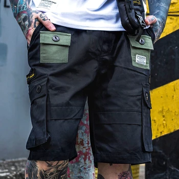 Naujas Vyrų Streetwear Krovinių Šortai Pants Mens Hip-Hop Atsitiktinis Multi-pocket Šortai Vyrų Prarasti laišką Šortai Vyras Karinės Trumpas Kelnes