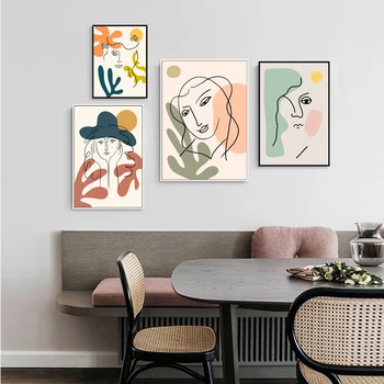 Šiaurės Šalių Mados Abstrakčių Moterų Veido Matisse Piešinys Plakatas & Spaudinių Drobės Tapybos Sienos Menas Nuotraukas Miegamasis Namų Dekoro