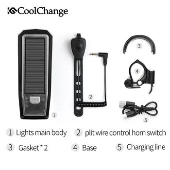 CoolChange Saulės Vandeniui Dviračių Šviesos USB Įkraunama Dviračių Ragų Šviesos Žibintų Naktį Jojimo MTB Dviratį Bell Ragų Šviesos
