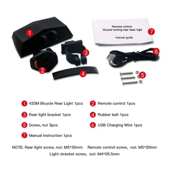 Belaidžio Dviračių Šviesos USB Įkrovimo Dviračių Lempos Galiniai Šviesos diodų (Led Posūkio Signalo ABS Smart Galiniai Lazerio Šviesą, Dviračių Priedai
