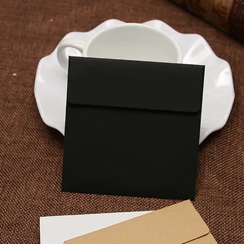 100vnt - 10*10cm Baltas Juodas popieriaus Kraft Vokai Aikštėje paketas, banko kortelės, narystės kortelės paketas Vestuves Kvietimą