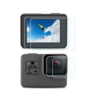 100VNT Grūdintas Stiklas GoPro Hero 7 6 5 Camera LCD Screen Protector + Objektyvo Dangtelis Apsaugos Filmo Herojus 5/6/7