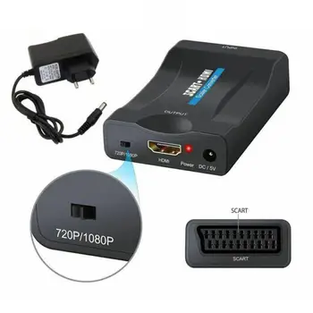 1080P SCART, Vaizdo Garso Upscale Konverteris Adapteris, skirtas HD TV, DVD Sky Box, STB Prijunkite HDMI ir Žaisti su DC Kabelinė TELEVIZIJA, DVD Dėžutę