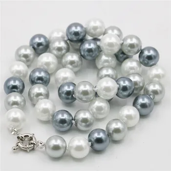 10mm Elegantiška Balta Silvercolor Pilka Shell Perlų Vėrinį Apvalūs Karoliukai Moterų Mados Juvelyrika Priėmimo Dizaino 18