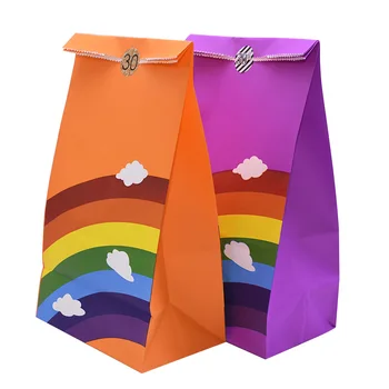 10vnt Rainbow Modelis Kraftpopieris Krepšiai Atidarykite Viršų Popieriniai Maišeliai Vestuvių Naudai Gimtadienio Dovanų Pakavimo, Vyniojimo Tiekia Maisto Krepšiai