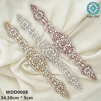 (10VNT)Rankų darbo sidabro aišku, puošnios nuotakos krištolas kalnų krištolas aplikacijos geležies apie suknelė 