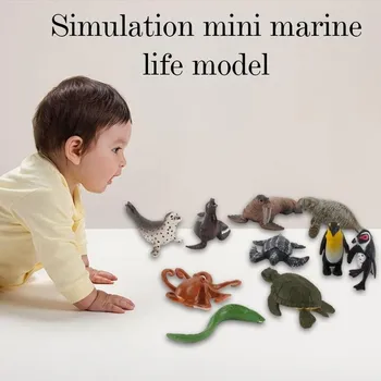 10vnt/set Modeliavimas Mini Jūrų Gyvybės Modeliai Žaislas Mielas Jūrų Gyvūnų Imitavimo Modeliai Ornamentu Vaikų Modelių Kolekcija Dovana
