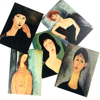 12 Lapų/Set Grakštus Modigliani Pobūdžio iliustracijos Atvirukas atvirukas Gimtadienio Dovanų Kortelės Pranešimą Kortelės