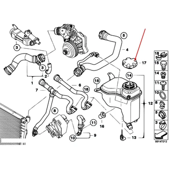 17117521071 Radiatorių Perpildymo Aušinimo skysčio Atkūrimo radiatoriaus Dangtelį, BMW E90 E92 F10