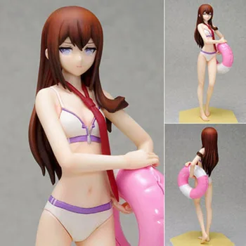17cm Anime Paplūdimio Vasaros Queens Steins Gate Kurisu Makise Bikini maudymosi kostiumėlį Mergina Ver. PVC Pav Kolekcines Žaislas Nemokamas Pristatymas