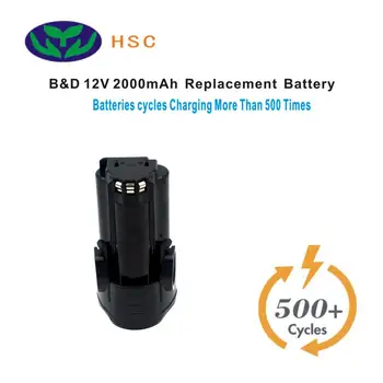 2000mAh 18650 baterija BD12C Li-ion Baterija 12V Pakeitimo Black & Denio 12v baterija BL1110 BL1310 BL1510 LB12 LBXR12