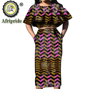 2019 afrikos suknelės moterims AFRIPRIDE pusė rankovės ankara spausdinti grynos medvilnės plius dydis boho seksualus šalis suknelė 