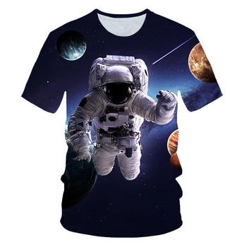 2019 Vasaros Vaikų 3D T-marškinėliai Berniukams, Mergaitėms Galaxy Kosmosą Astronautas Planetos Balionas 3D Spausdinimo marškinėliai Vaikai Šalis Puloveris Tshirts