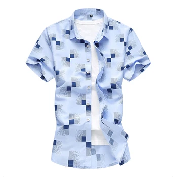 2020 metų vasaros nauji vyriški atsitiktinis pledas marškiniai Mados spausdinti Havajai trumparankoviai marškinėliai vyras Prekės ženklo drabužius, Plius Dydis 5XL 6XL 7XL
