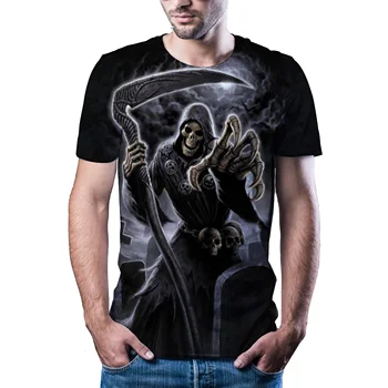 2020 naujas kaukolė 3D atspausdintas T-shirt vyrai moterų marškinėlius punk stiliaus viršaus tees kaukolė marškinėliai gotikos marškinėlius azijos dydis 6XL sporto salė