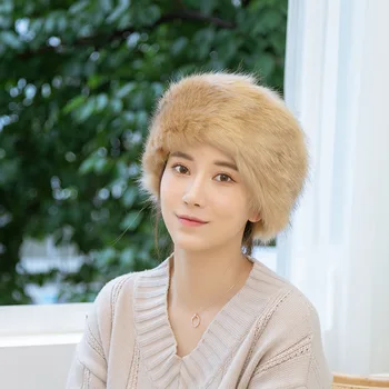2021 Dvejopo naudojimo rudenį aukštos kokybės dirbtinė lapės kailio šalikas galvos apdangalai moteris žiemą vientisos spalvos šiluma tuščias viršuje kepurės skrybėlės moterims