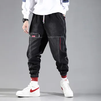 2021 Naujas Streetwear Hip-Hop Krovinių Kelnės, vyriški džinsai Krovinių Kelnės Elastinga Harun kelnes Poilsiu Kelnes ir Rudenį, ir Pavasarį Vyrai Medžiaga