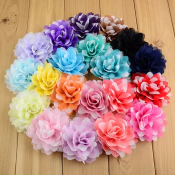 20pcs/daug 20colors U Pasiimti 8cm Blizgučiai Dviejų atspalvių Šifono Gėlės Butas Atgal mergaitėms Boutique Plaukų Aksesuarai MH73