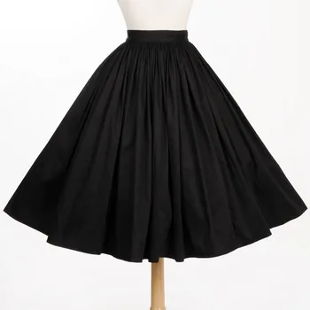 25 - moterų derliaus 50s įkvėpė swing midi sijonas juodas plius dydis rockabilly pinup saia sijonai retro faldas