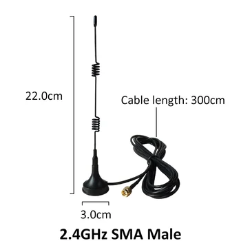 2vnt 2.4 Ghz Wifi Antenos SMA Male Jungtis 5dbi 2.4 G antenos magnetinis pagrindas Gyvis antenne 3 metrų ilgintuvą 