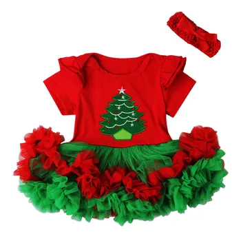 2vnt Kalėdų Rompers Kūdikiams trumpomis Rankovėmis Red&Green vaikiški Drabužiai Suknelė, Komplektai, Baby Girl Romper TuTu Sukneles 0-18 Mėnesių