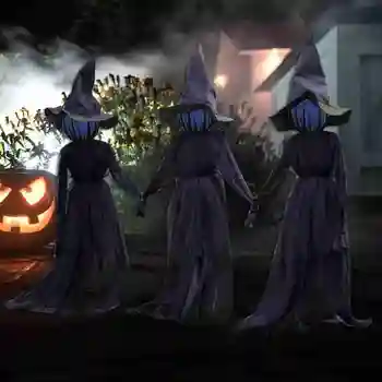 3 Šviesos Helovinas Raganos Kiemo Dekoracijos su LED Žibintai Išorės Lauko Sodo Dekoro Helovinas