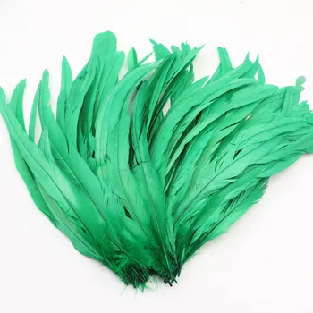 30-35cm /12-14 gaidžio uodegos plunksnos tamsiai žalios vištienos plunksnų coque plunksna, vestuvių dekoravimas