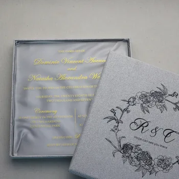 30-Asmeninės atspausdintas aukso folija Akrilo Vestuvių kvietimai Nemokamai išgraviruoti kvietimų į vakarėlius ir nemokamai išspausdinti ant Dėžės