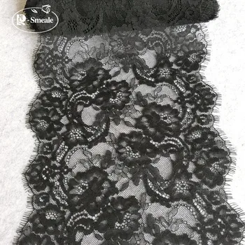300CM *23.5 cm Juodas Blakstienų Nėrinių Apdaila Gėlės Apatiniai, Liemenėlė Dekoro Siuvimo Nėrinių Audinio Suknelė 