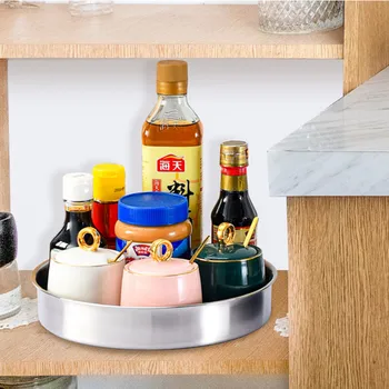 360 sukasi plokštelės virtuvės talpykla prieskonių indelį užkandis kosmetikos nerūdijančio plieno lovelis pagardų talpinimo saugojimo dėklas