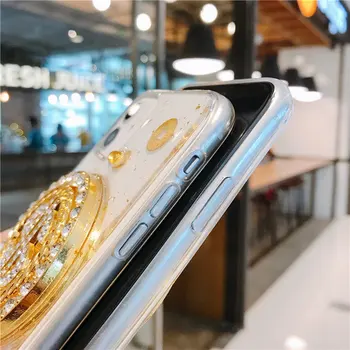 3D Blizgučiai Aukso Folija Pasisekė Sukimosi Bling Dolerio Ženklas Aiškiai Atgal Case for iPhone XS 11 Pro MAX 7 8 Plus X XR Epoksidinės Diamond Dangtis
