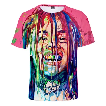 3D Custom Printed Reperis 6ix9ine Mados marškinėliai Moterims/Vyrams Vasaros trumpomis Rankovėmis Tshirts Hip-Hop Atsitiktinis Streetshirt Drabužiai