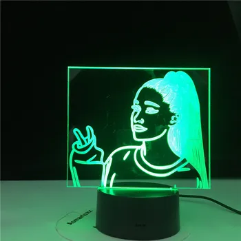 3D Lempa Stalo naktinė lempa Įžymybė Dainininkas Ariana Grande Plakatas Katė Mergina Gerbėjų Dovana Miegamasis Dekoratyvinės 3d Led Šviesos Naktį