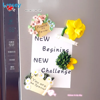3D vaisių, gėlių šaldytuvas magnetas modeliavimas stereo vaikas žaislas virtuvės šaldytuvas apdailos magnetas dervos namų dekoro priedai