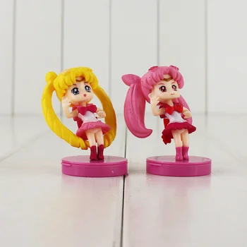 4pcs/daug Sailor Chibi Mėnulis Pav Žaislas Tsukino Mažas Panele Ramybės, Grožio Lėlės Modelio Vaikų Dovanų