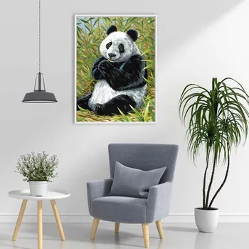5D Diamond Tapybos Panda Cross Stitch kvadratiniu/Apvalus Gyvūnų Diamond Siuvinėjimo Mozaikos Vaizdą Strazdų Namų Puošybai