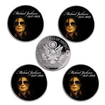 5vnt/daug Kūrybos Michael Jackson Monetų Namų dekoro Sidabro Padengtą Metalo Monetų Namų Dekoro Priedai, Monetų Kolekcionieriams