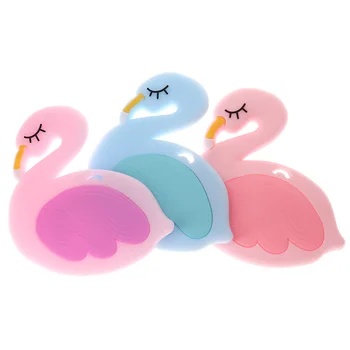 5VNT Silikono Kūdikių Teether Žaislas Flamingo Teethers Kūdikiams Gyvūnų Kūdikiui Kramtyti Žaislus Kramtyti Karoliai Slaugytoja Dovana Bpa Free