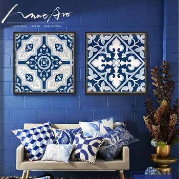 9 gabalo drobės meno Kinų stiliaus Mėlynos ir baltos spalvos porceliano Maroko Modelis modernus plakatas spausdinimo drobė meno namų dekoro be rėmelio